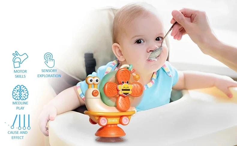Baby Suction Cup Spinner Toy Montessori Sensory Fine Motor Infant Travel Toy