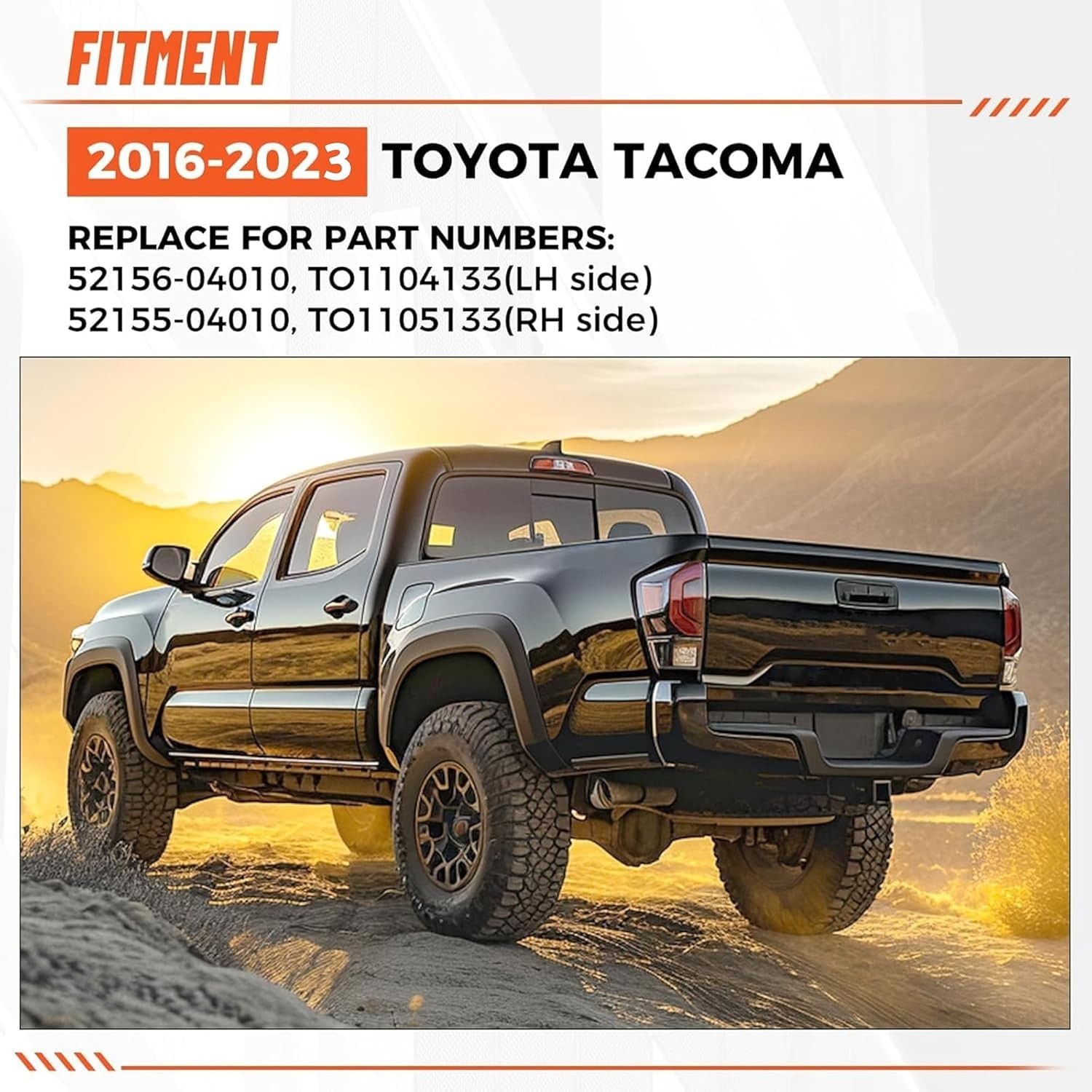 Rear Bumper End Cap Compatible With 2016-2023 Toyota Tacoma W/O Sensor Hole