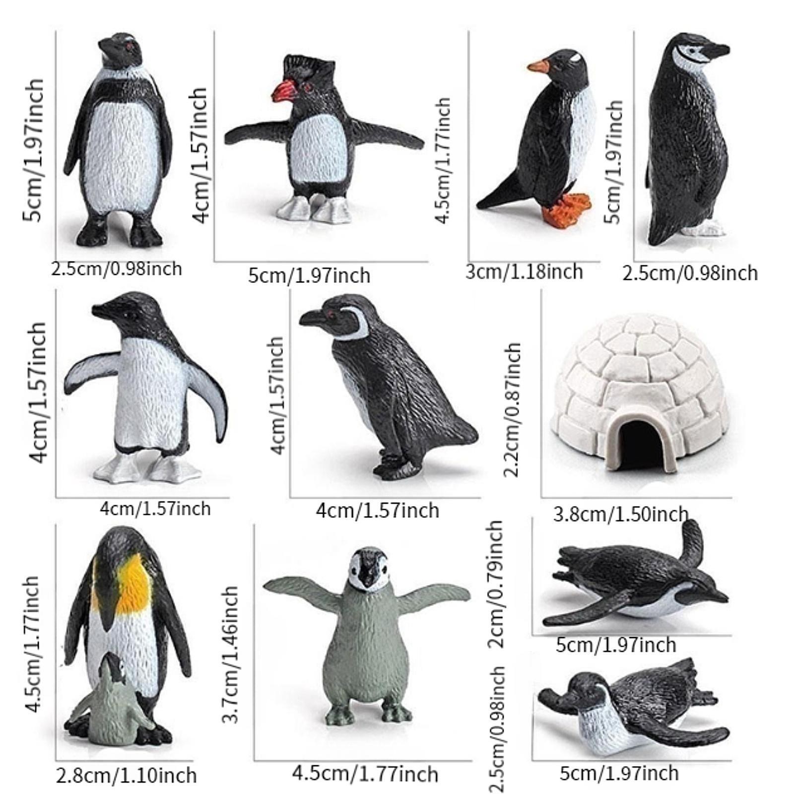 11 Pieces PVC Simulation Ocean Animal Penguin Toy Tabletop Decoration Polar