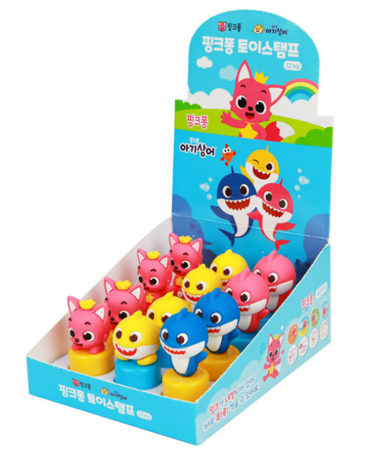 Pinkfong Baby Shark Toy Stamp 12pcs Display Box figure stamp