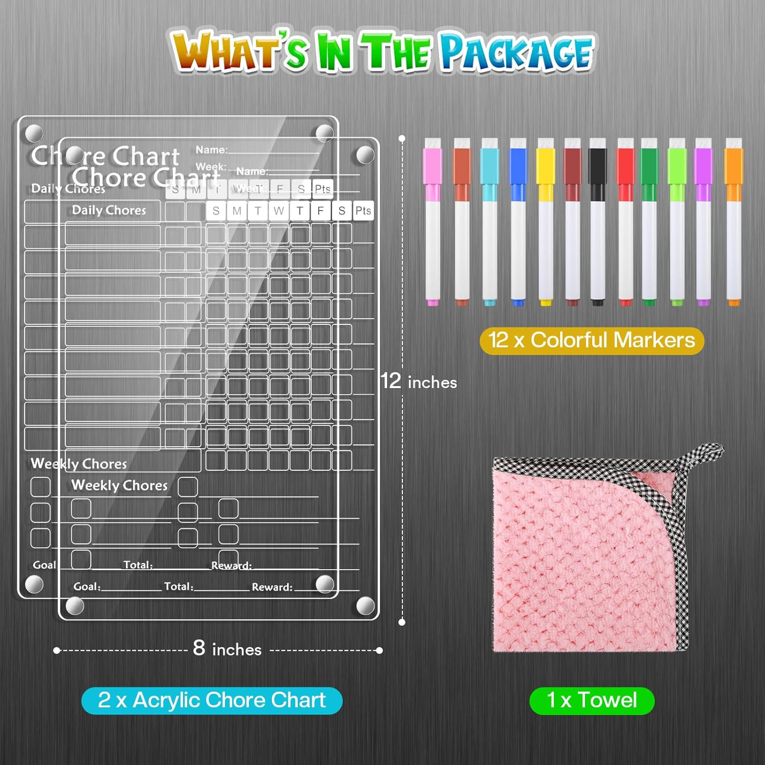 Acrylic Magnetic Chore Chart for Kids,Chores Chart for Fridge Refrigerator,Dr…