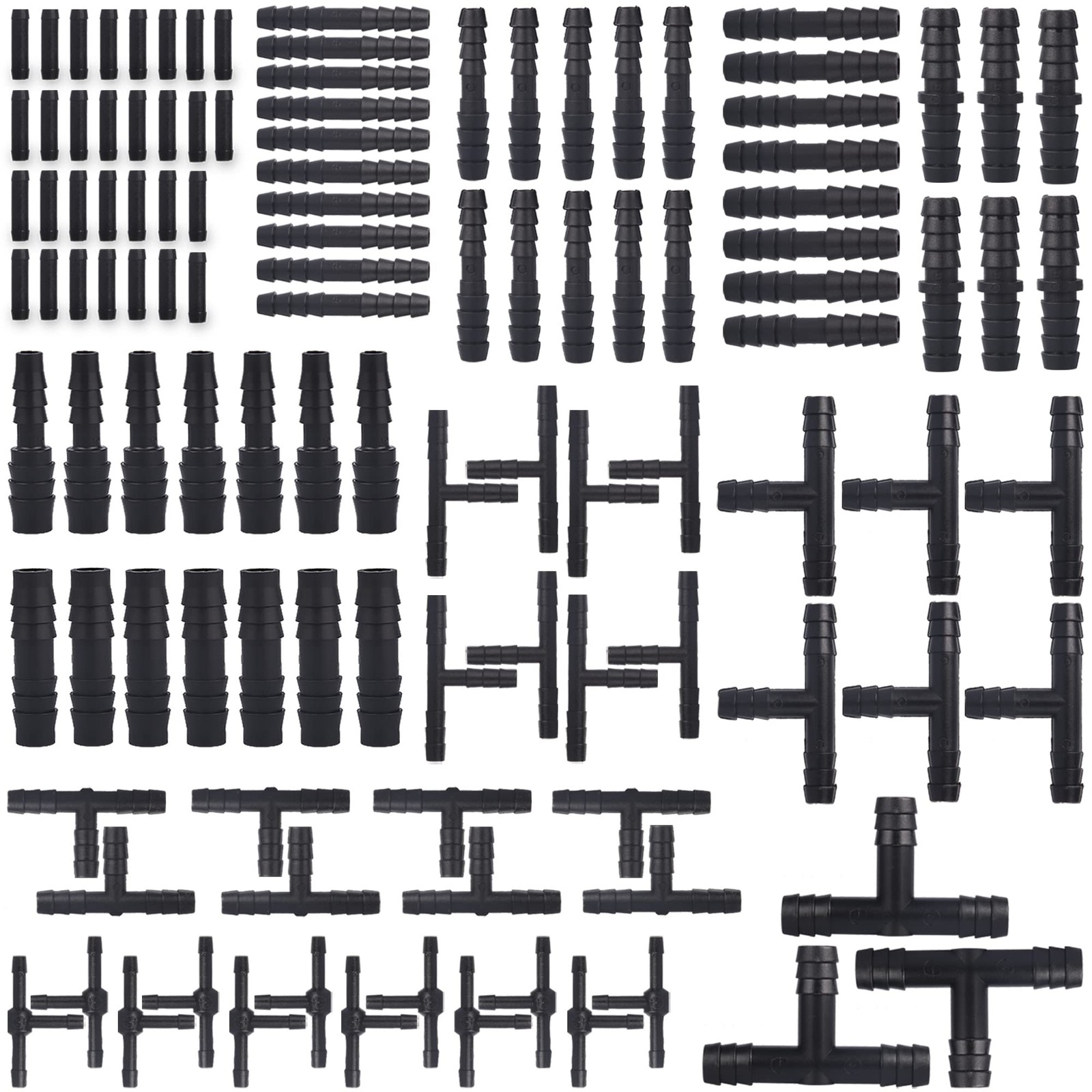 Easily 115 PCS Vacuum Connector Kit Nylon 66 Heat Resistant 240℃, 12 Sizes Black
