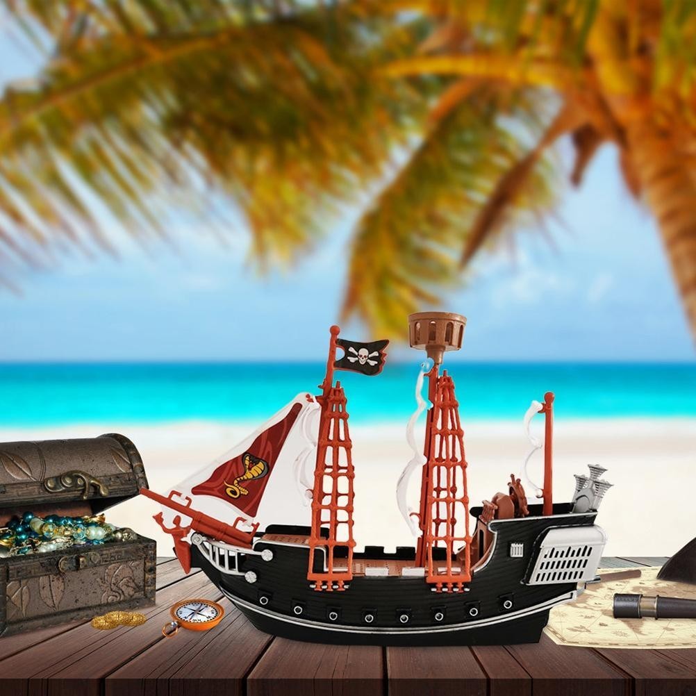 Childrens Kids Pirate Ship Pretend Toy Ornaments Durable Pirate Ship Model Kids