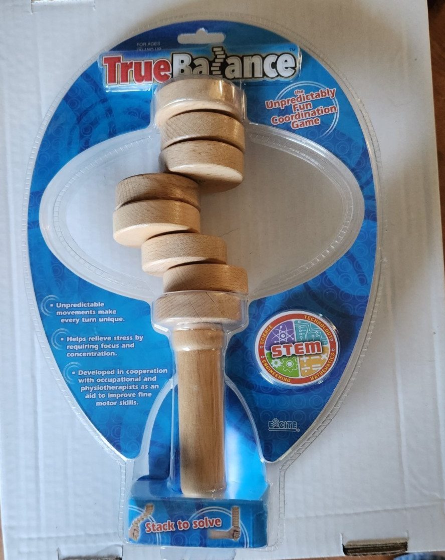 True Balance Handheld Wooden Toy by Excite “STEM” Coordination New/Sealed Clear
