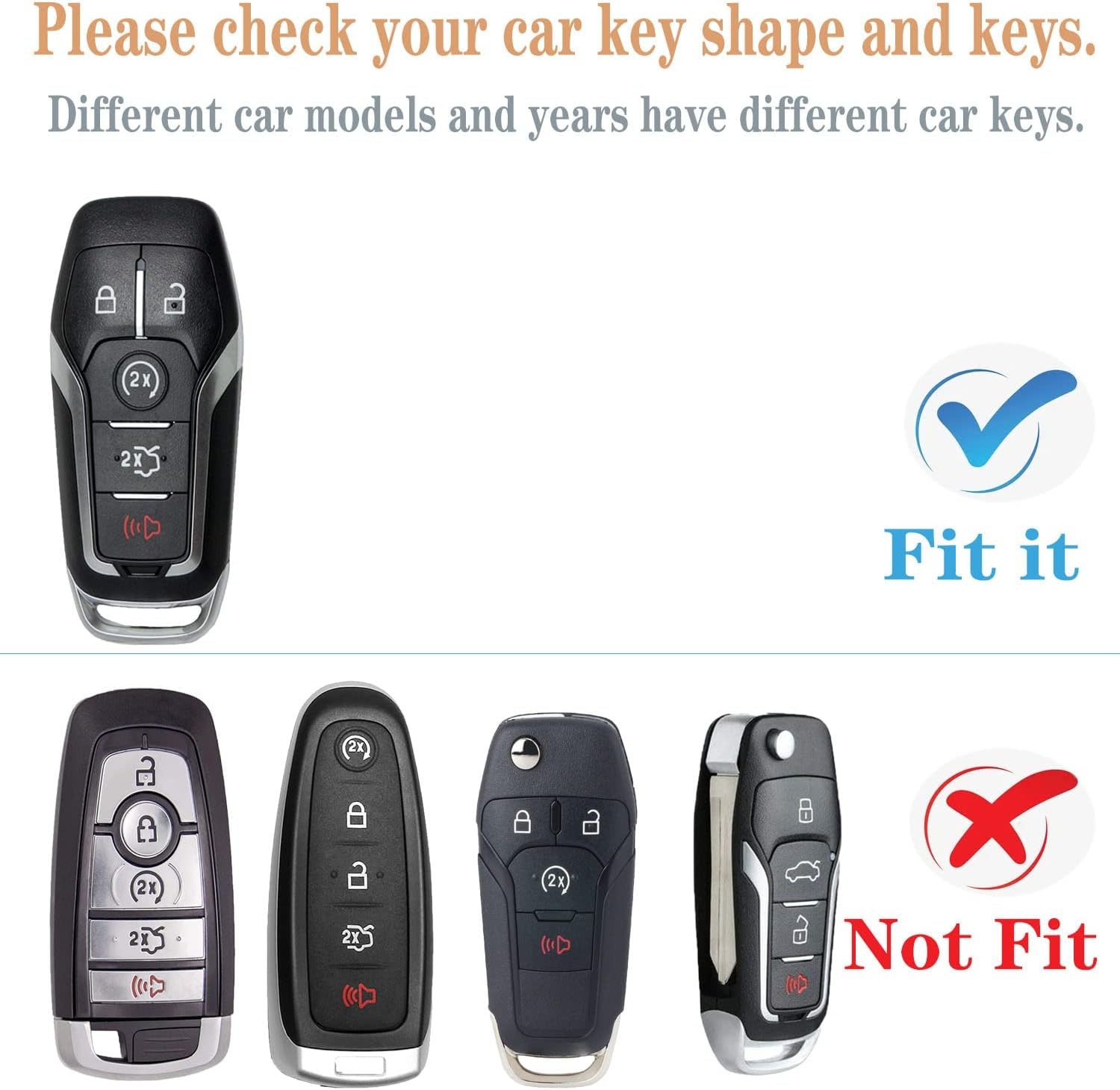 Kirsnda for Ford and for Lincoln key fob cover case,with keychain fit Explore…