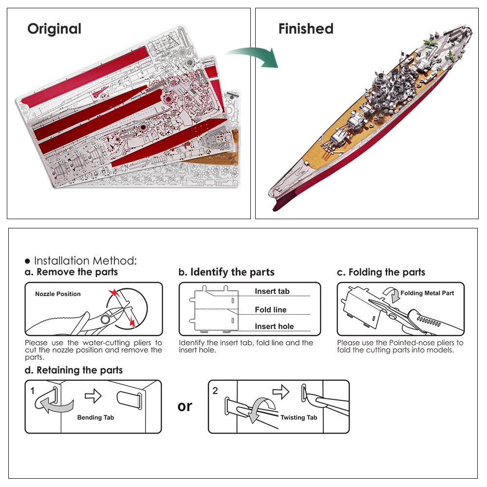 3D Metal Puzzle Battleship Model Building Kits Boat Teens Brain Teaser Gift