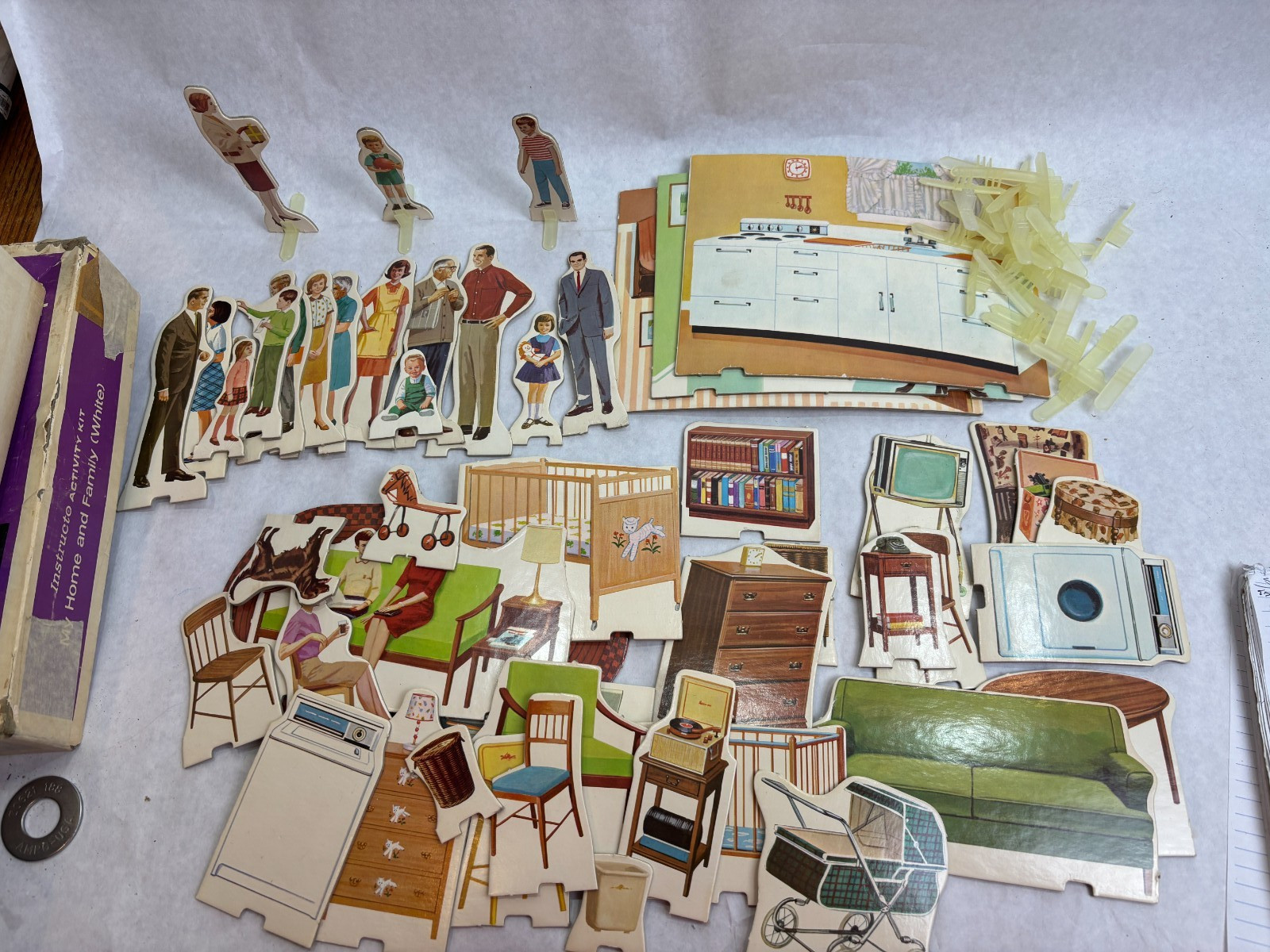 1966 Instructo Activity Kit My Home and Family (white) 1033 Cardboard Paper Doll