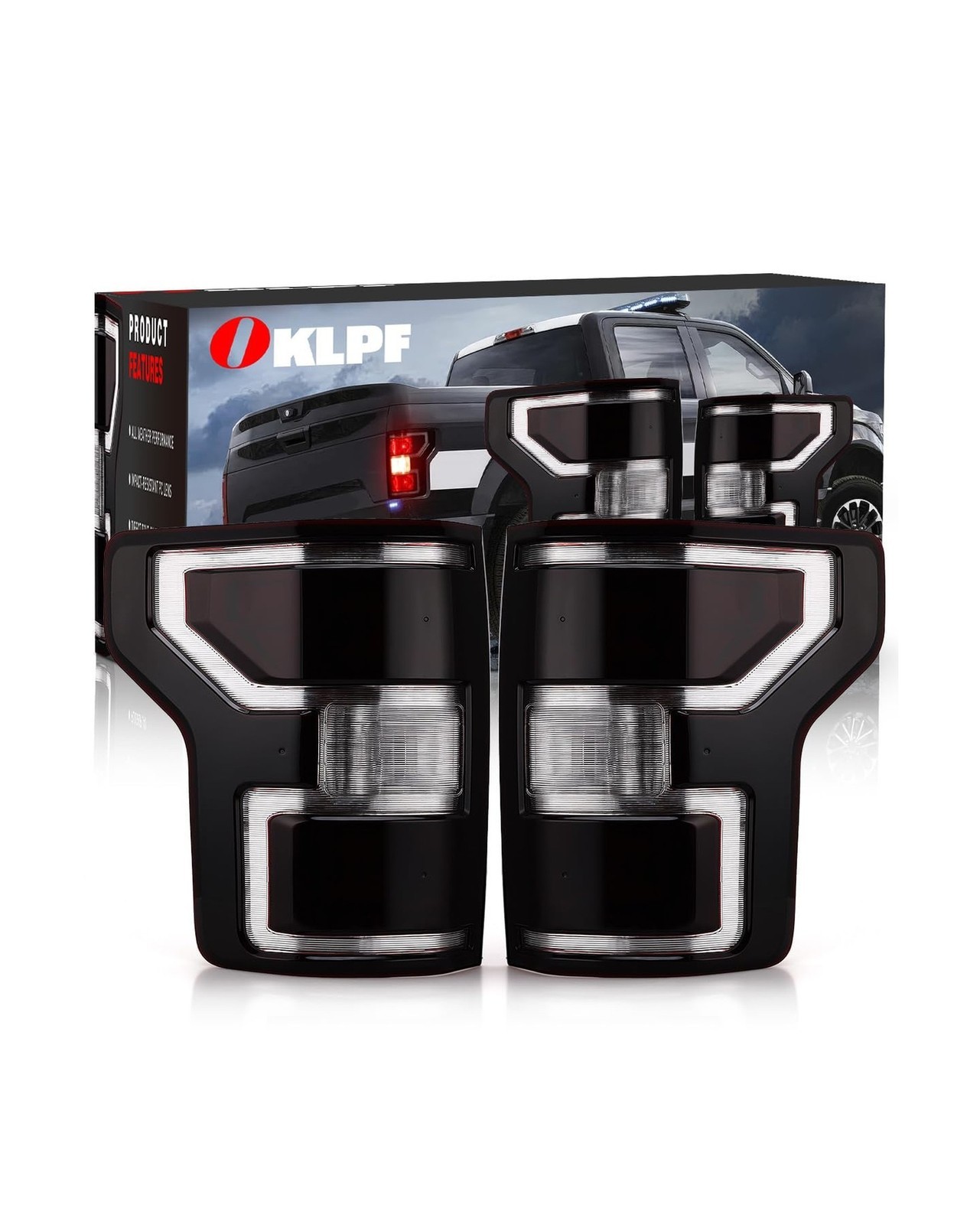 OKLPF Rear Brake Smoked Tail Light Compatible With 2018 2019 2020 Ford F150 F…