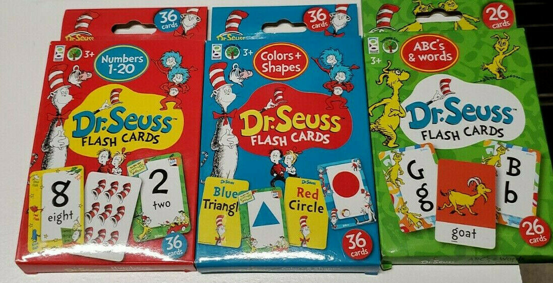 Dr. Seuss Flash Cards | Set of 3 | ABC’s & Words…Numbers 1-20..Shapes & Colors