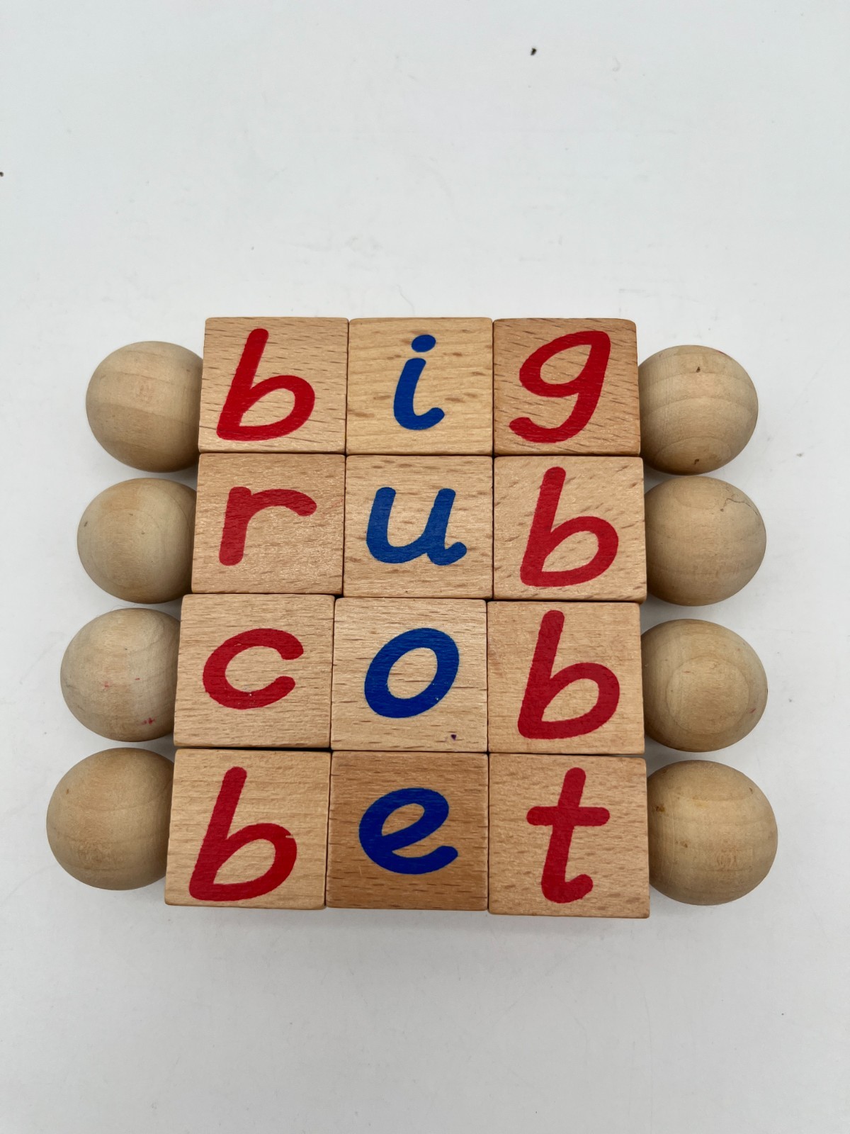 Montessori Phonetic Reading Blocks Early Readers Word Building Set Of 4