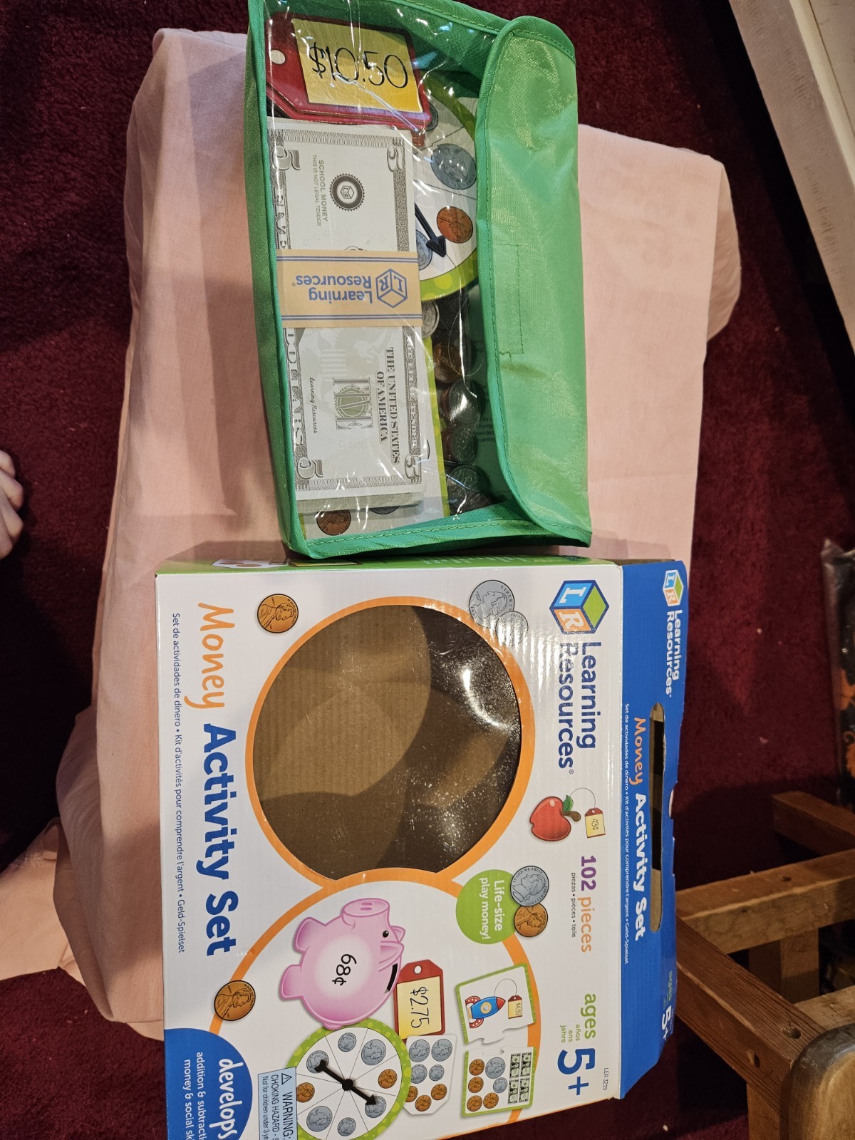 Learning Resources Money Activity Set 102 Pieces Coins Spinner and Money + Xcoin