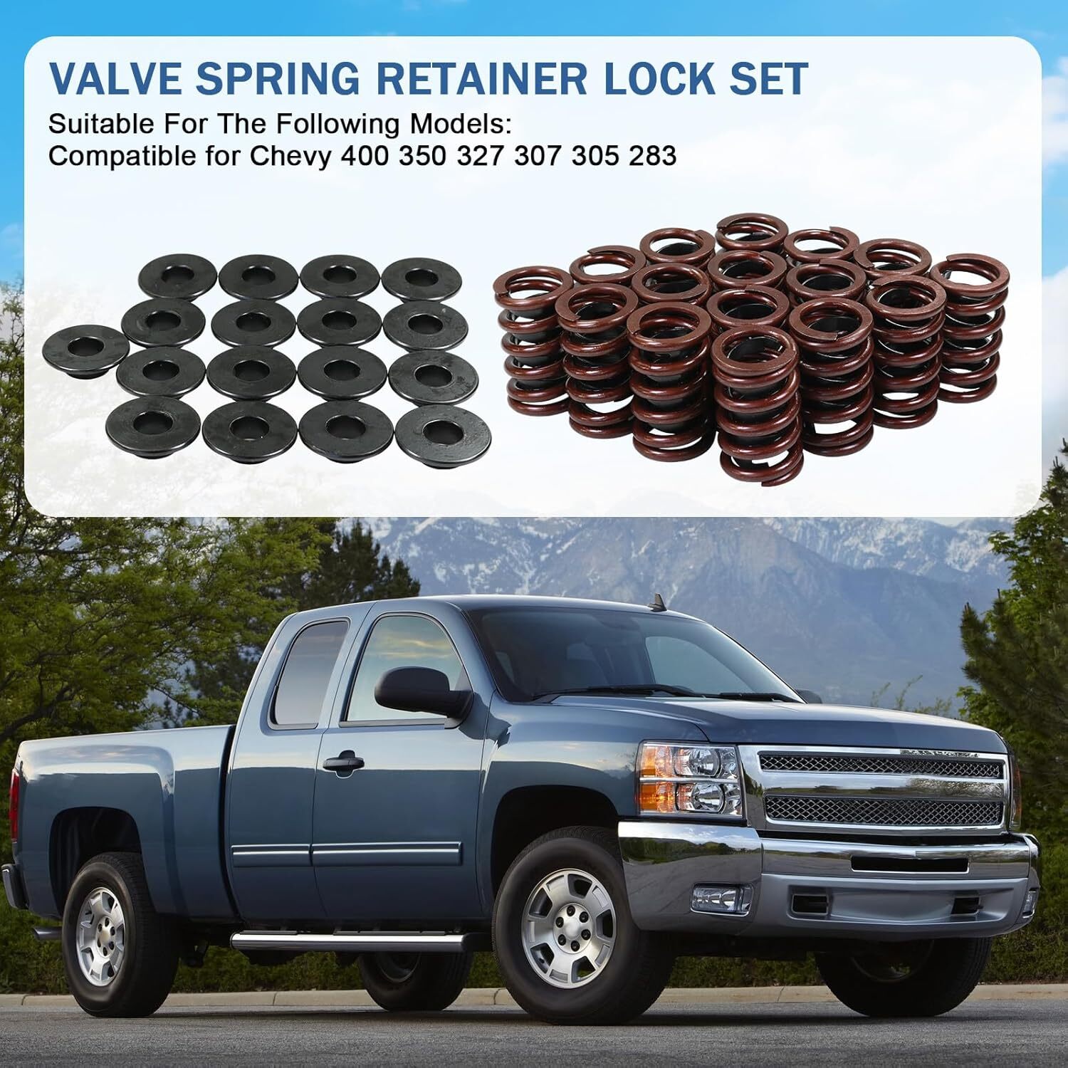 Z28 Style Valve Spring Retainer Lock Set Compatible with Chevy 400 350 327 307