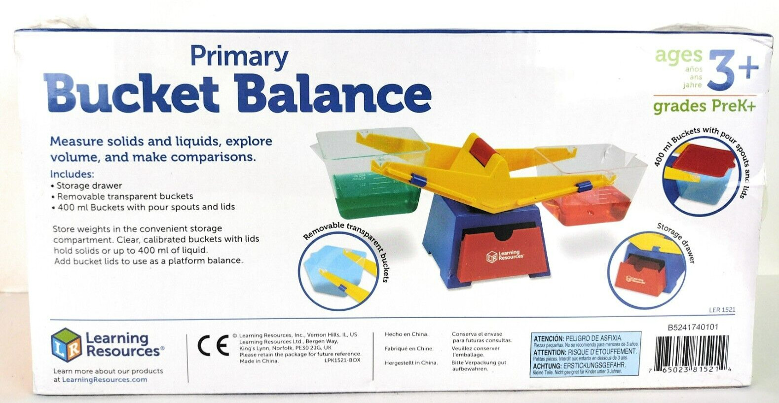 Learning Resources Primary Bucket Balance Teaching Scale -Ages 3+ Science & Math
