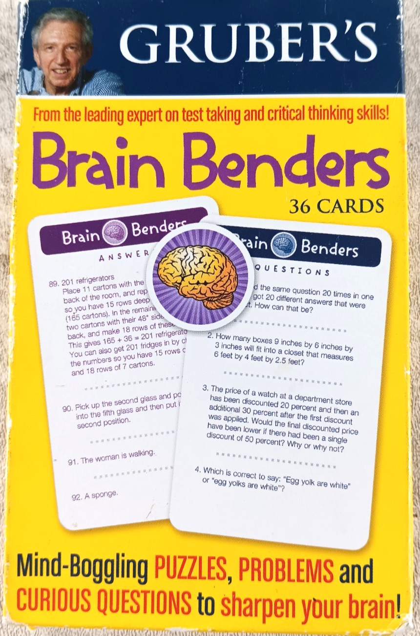 Gruber’s Brain Benders 36 Cards 2011 Dr Gary Gruber Puzzles Problems Questions