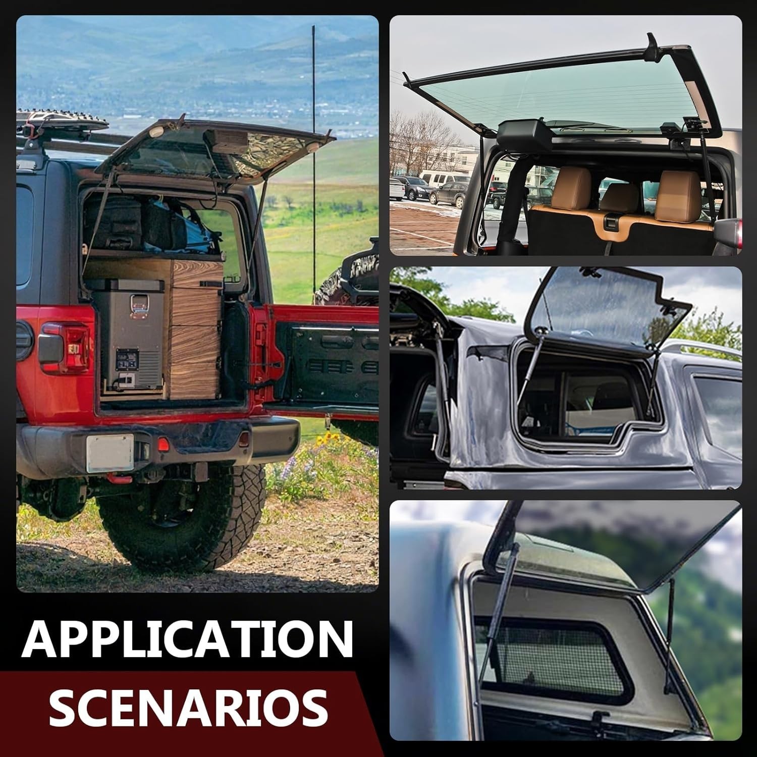 Cost-Effective Replacement Rear Window Struts for Jeep JK 2011-2018, Black Metal