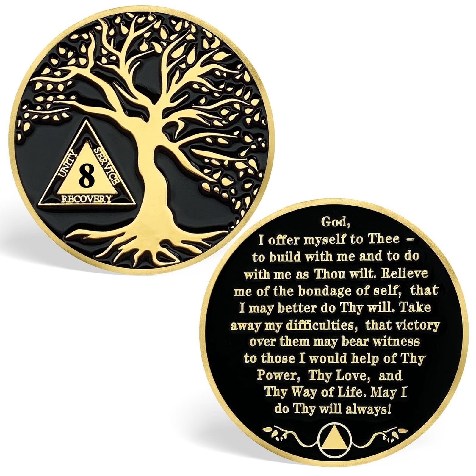 8 Year Sobriety Coins, Tree of Life 8 Year AA Medallions – AA Sobriety Chips …