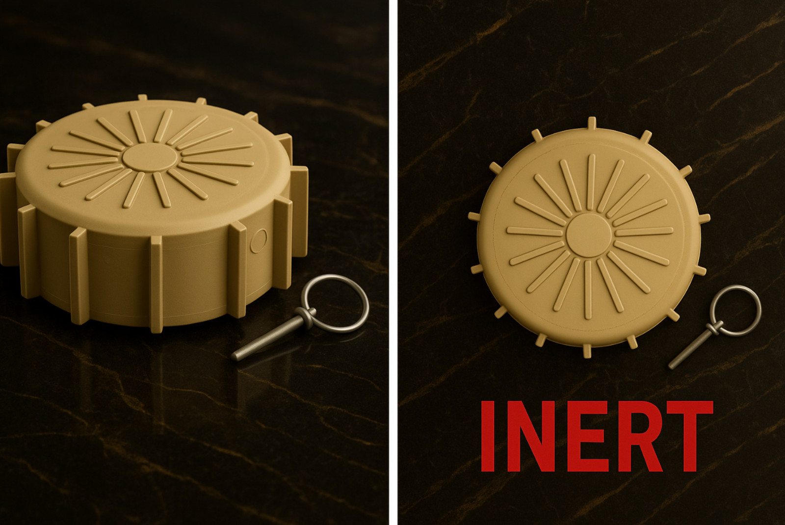 INERT Peruvian MGP-31 High-Explosive Blast Anti-Personnel Mine – 1:1 Replica Pro