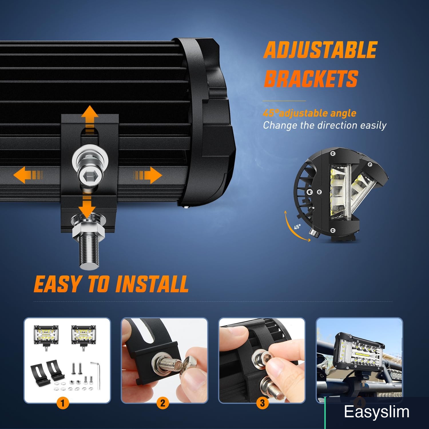 LED Light Bar 4.3 Inch Side Shooter Triple Row Spot Flood 60W IP67
