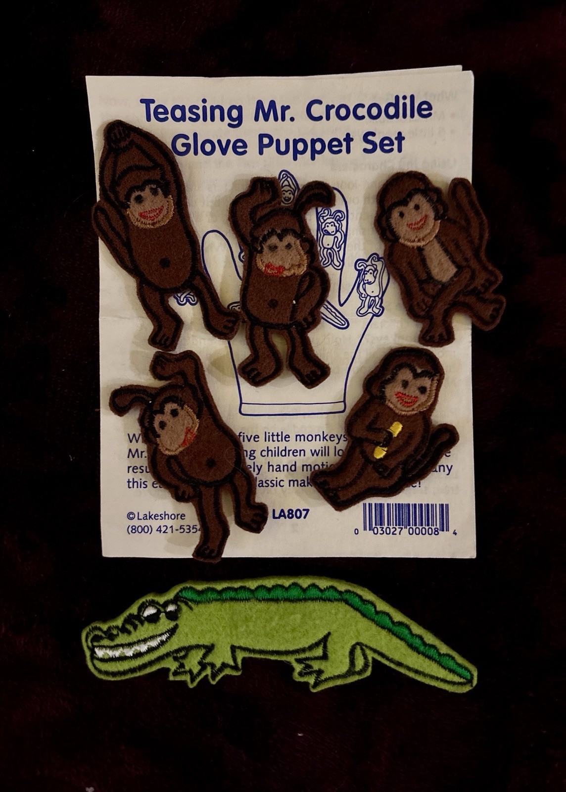 Lakeshore learning, teasing Mr. Crocodile or 5 little Monkey song piece set.