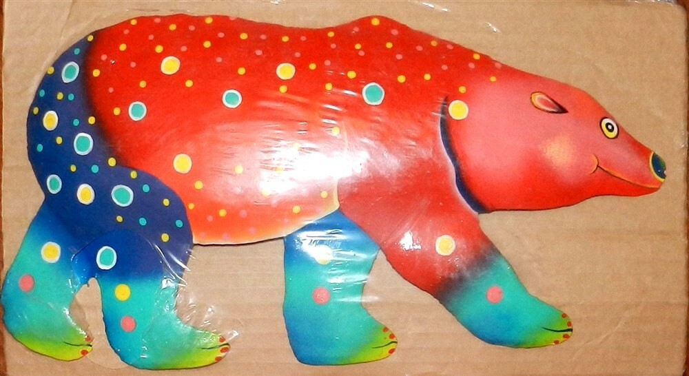 Bear Metal Wall Art Colorful Whimsical 7.5×12.5″ New