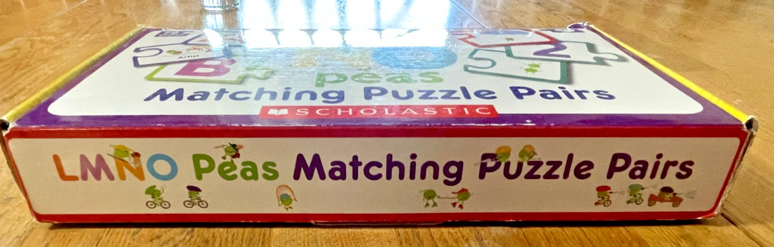 Scholastic LMNO Peas Matching Puzzle Pairs Alphabet Numbers 72 Pieces w/Book