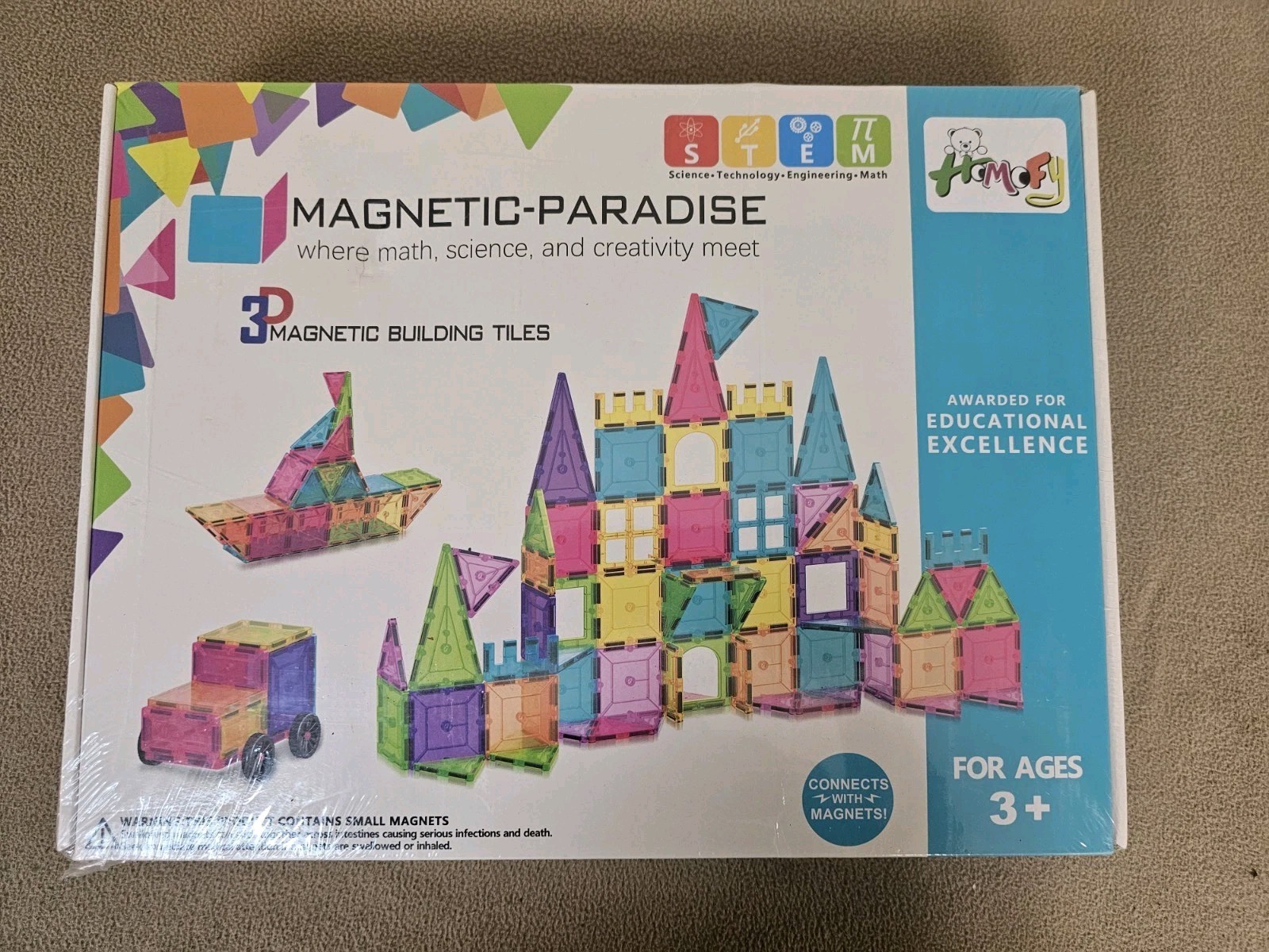 Magnetic-Paradise 3D Magnetic Building Tiles, 75 Pieces
