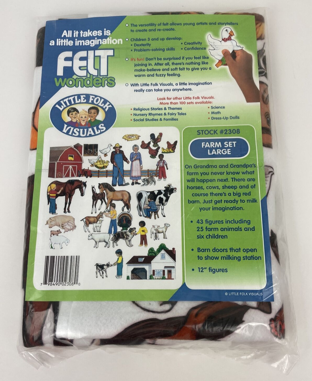 Felt Farm Animals Large Set Cows Horses Pigs Little Folk Preschool New Uncut
