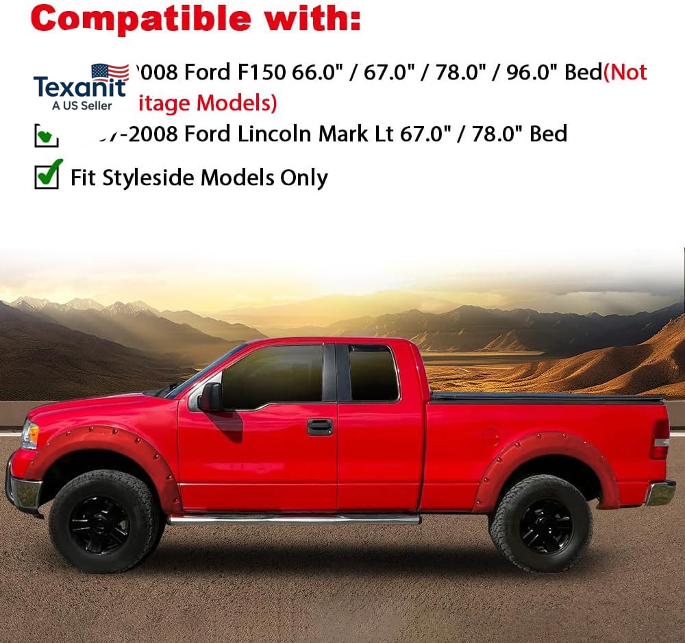 Fender Flares Compatible with 04-08 Ford F150 with 66.0″/67.0″/78.0″/96.0″ Bed L