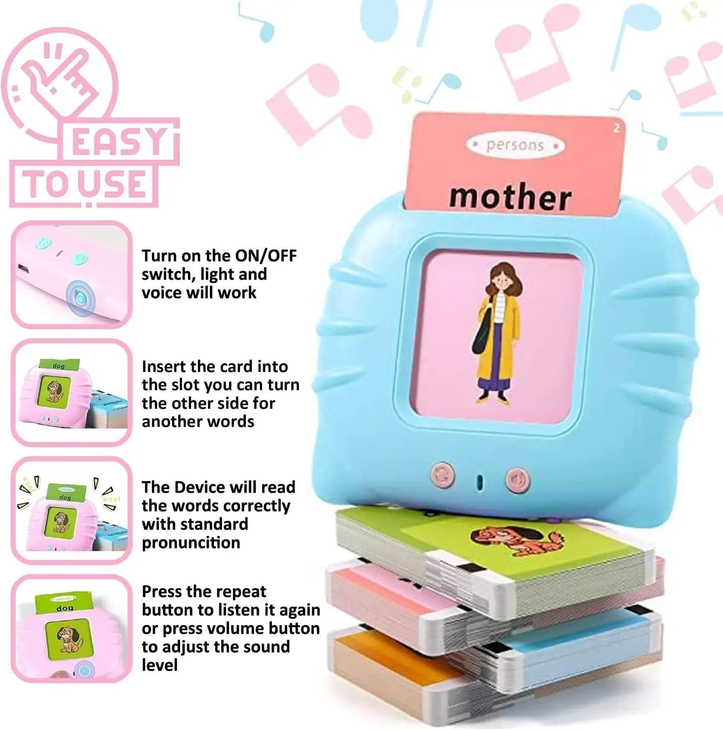 Electronic Talking Flash Cards 224 Sight Words Pocket Speech for Toddlers Gift