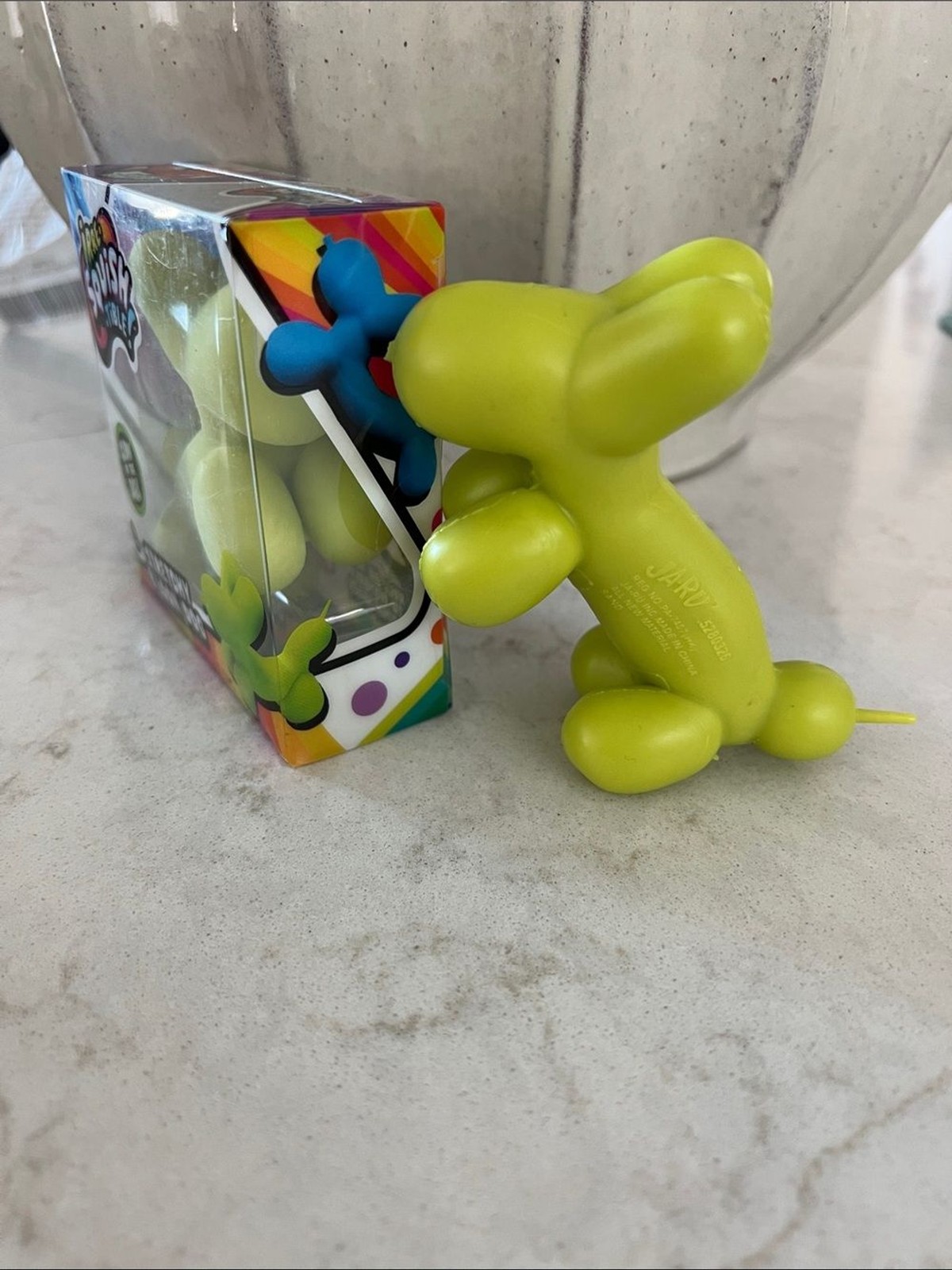 JA-RU Irre-Squish-tible Stretchy B’Loon Dog Toy Green NEW