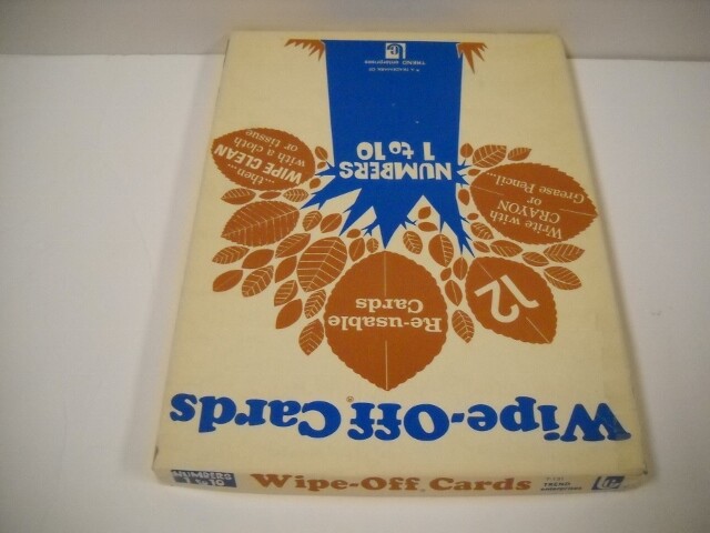 Vintage Wipe-Off Cards Numbers 1-10 Set Of 12 Plastic Coated Trend 1972 Rare!