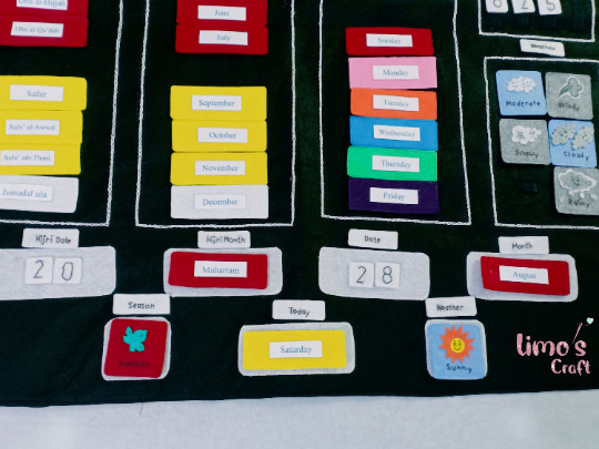 Montessori Islamic Hijri Felt Calendar Board Kids Classroom Homeschool Learning