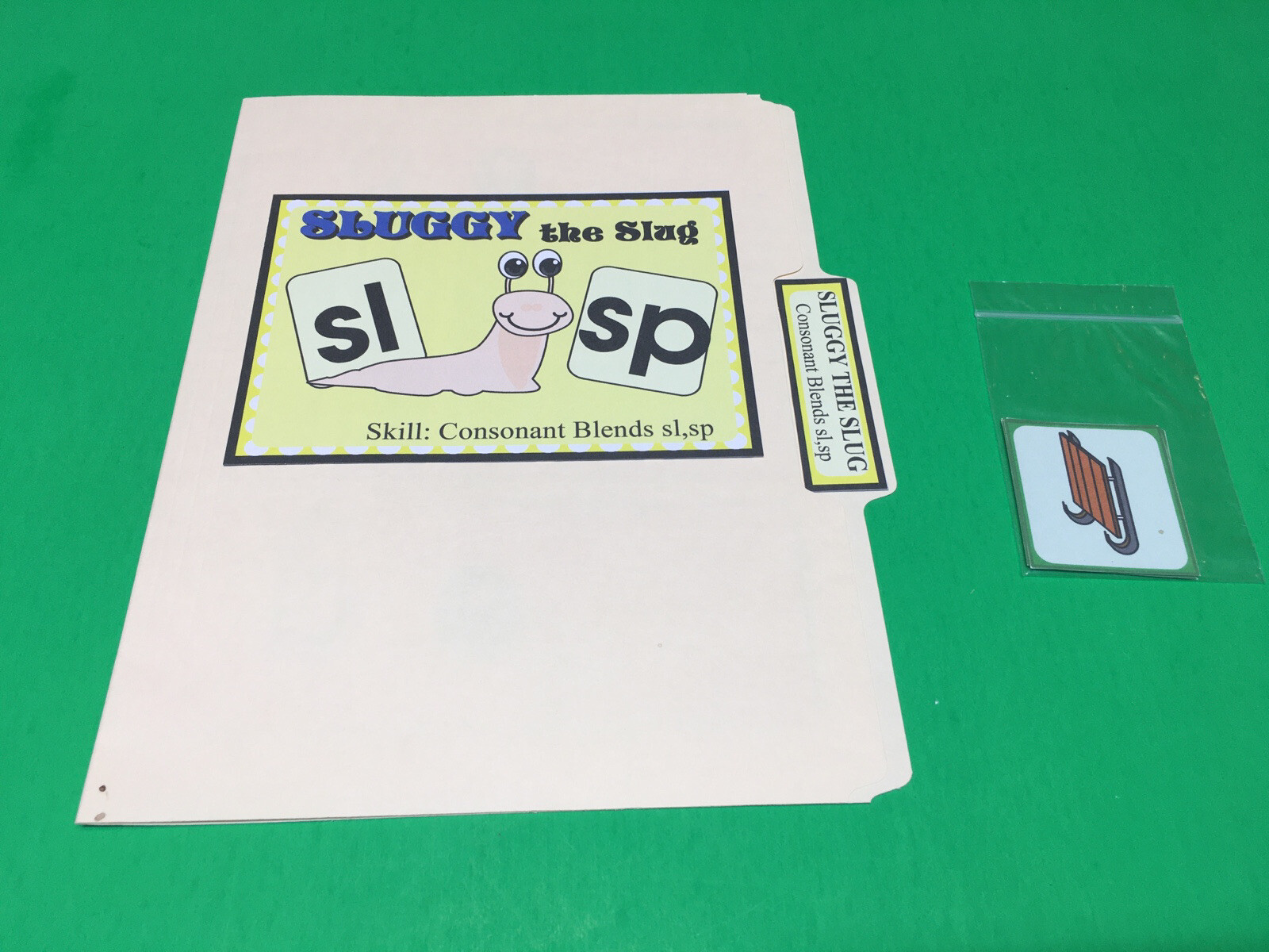 Sluggy The Slug – Phonics Sl / Sp – DIY File Folder game – Printed / Uncut