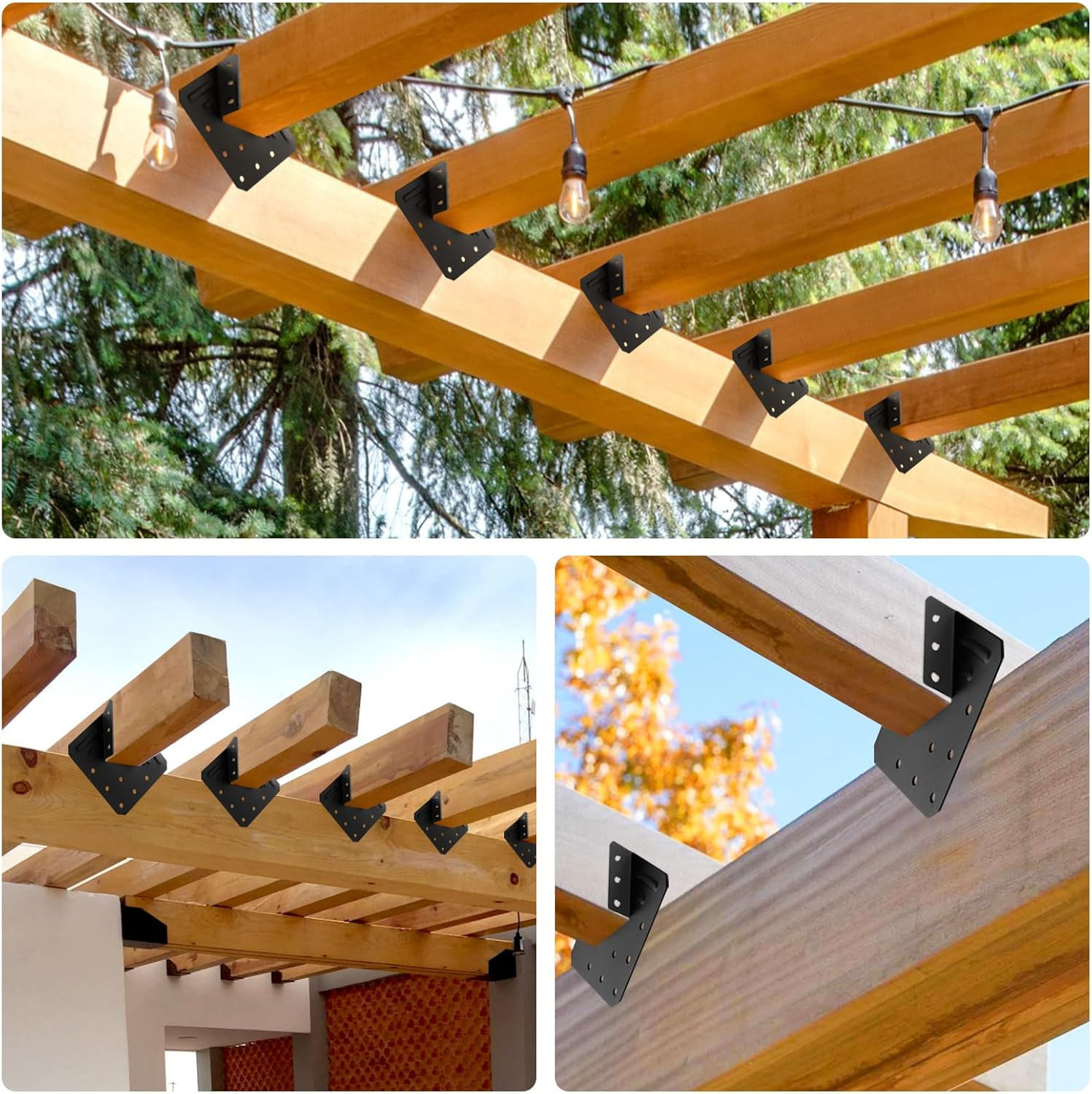 14-Gauge(2Mm) Heavy Duty Hurricane Ties,30Pcs Black Joist Hangers,Hurricane Stra