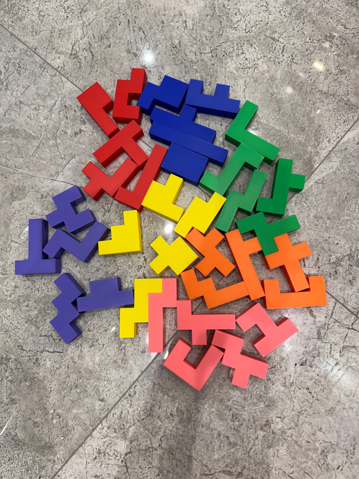 Hexomino Puzzle – 35 Unique 3D Printed Pieces, Fun Mind Challenge Gift for Kids