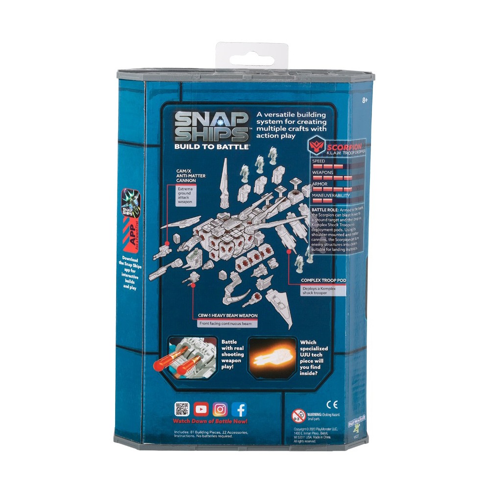 New – PlayMonster Snap Ships – Build to Battle: Scorpion K.L.A.W.Troop Dropper