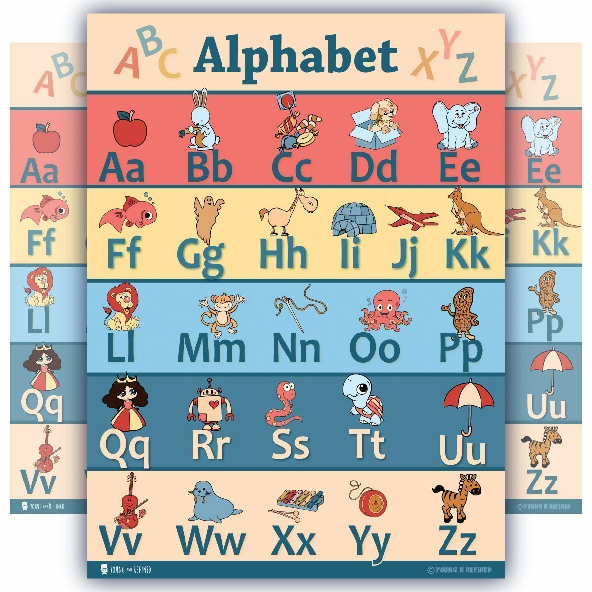 Learning Colorful ABC Chart Poster Preschool Classroom