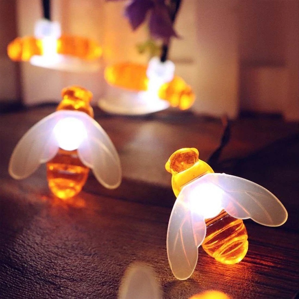 Solar Outdoor Bumble Bee Lights, 20 LED Waterproof Garden Fairy Decoration