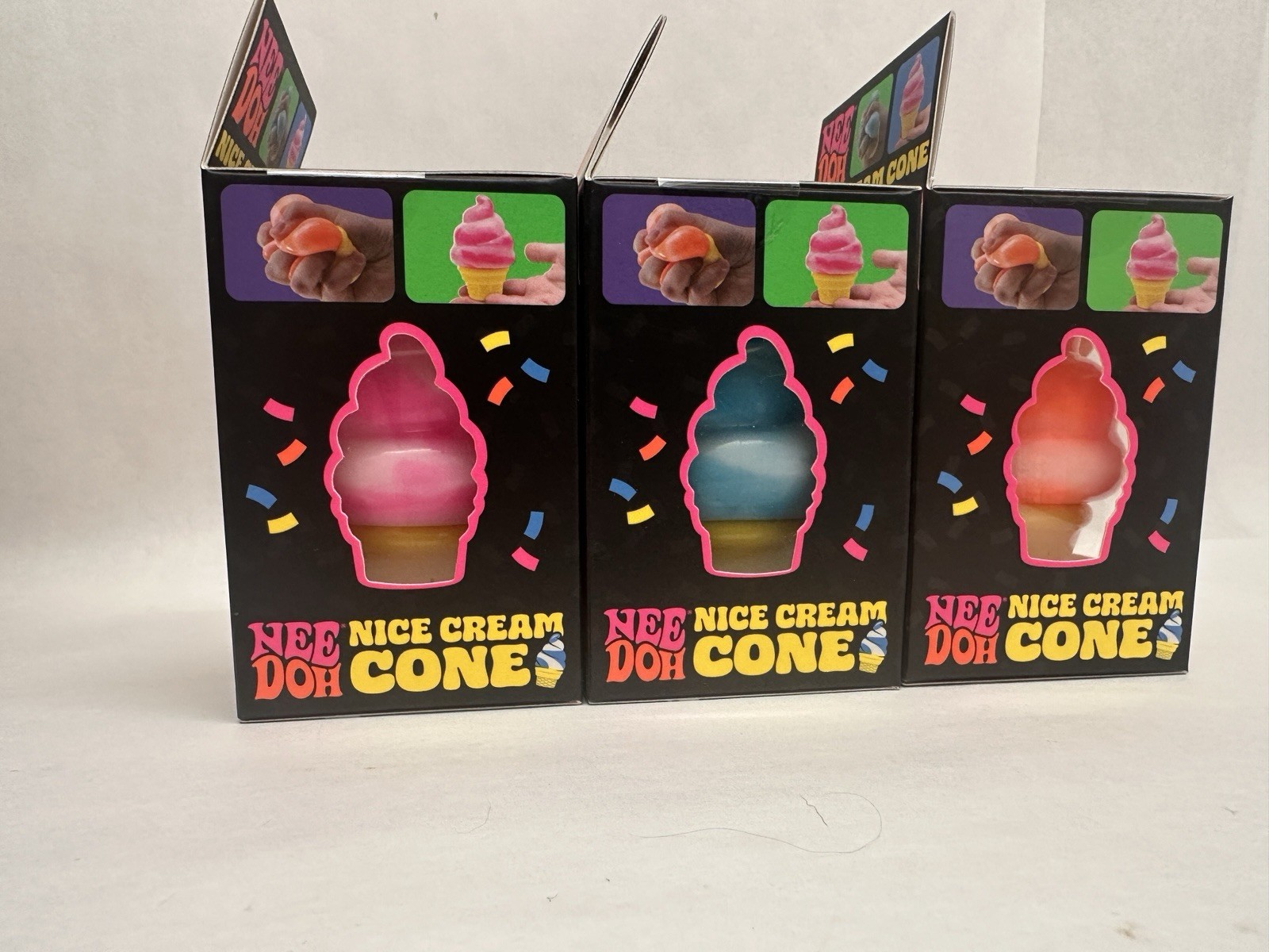 NeeDoh Nice Cream Cone Ice Cream- Set of all 3 colors Pink, Orange, Blue- RARE