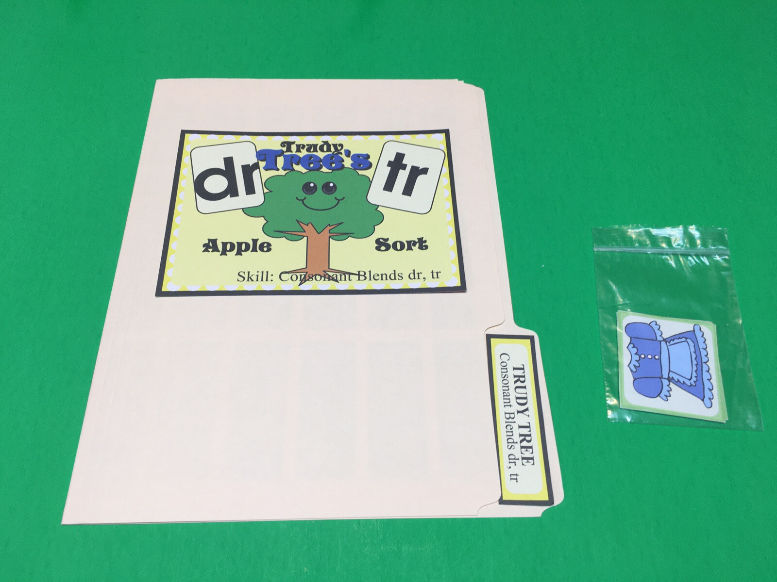 Trudy Tree’s Apple Sort – Phonics Dr/Tr – DIY File Folder game – Printed / Uncut