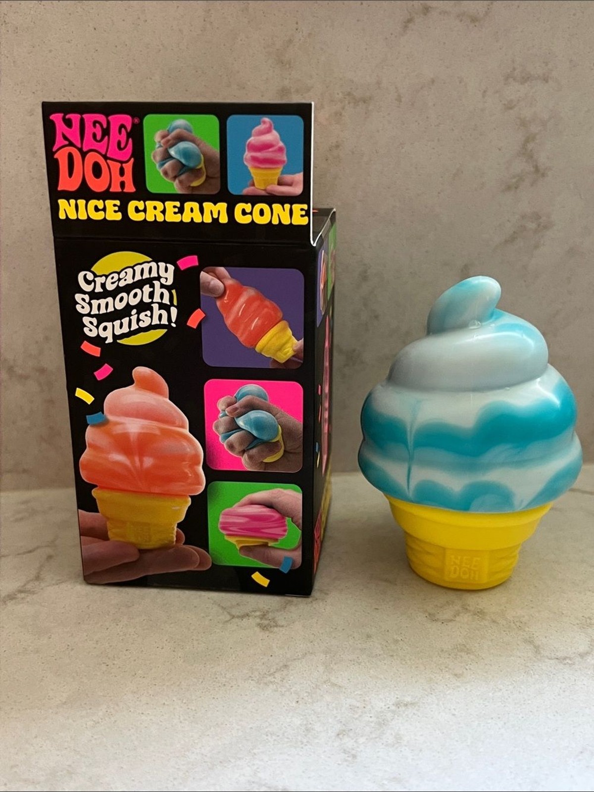 Needoh Blue Nice Dream Cone Squishy Squeezy Fidget Toy Ice cream
