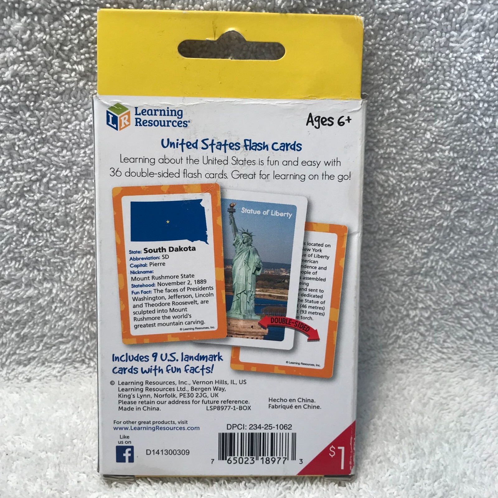 ABC United States Flash Cards 36 Count Ages 6+ Learn States & Landmarks