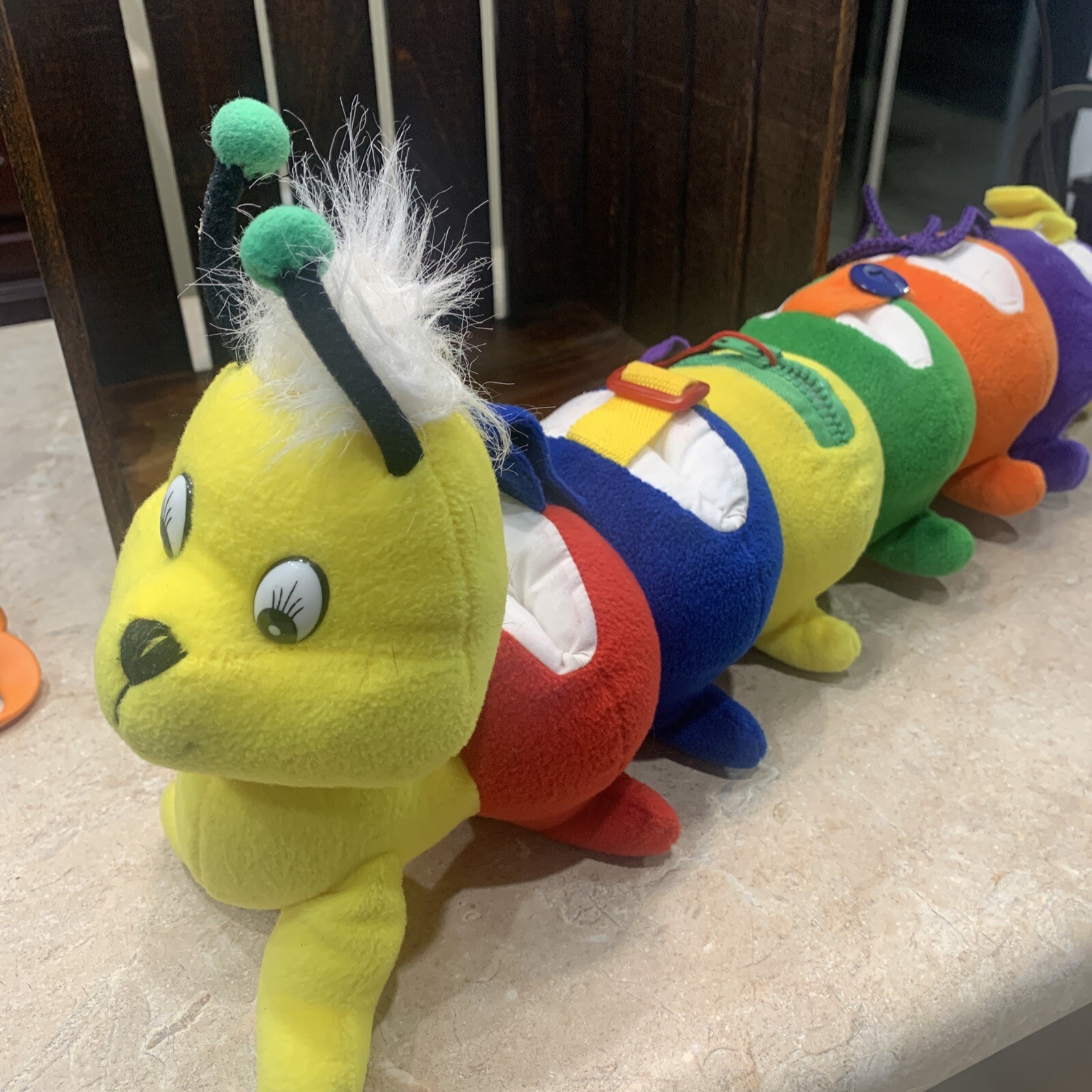 21″ Discovery Toys Caterpillar Dress-A-Pillar Plush Learning Toy 2012 Used