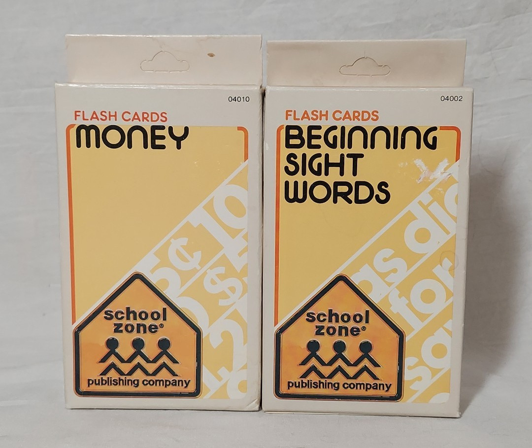 Vintage School Zone Flash Cards Money & Beginning Sight Words 1984 Teaching Aid