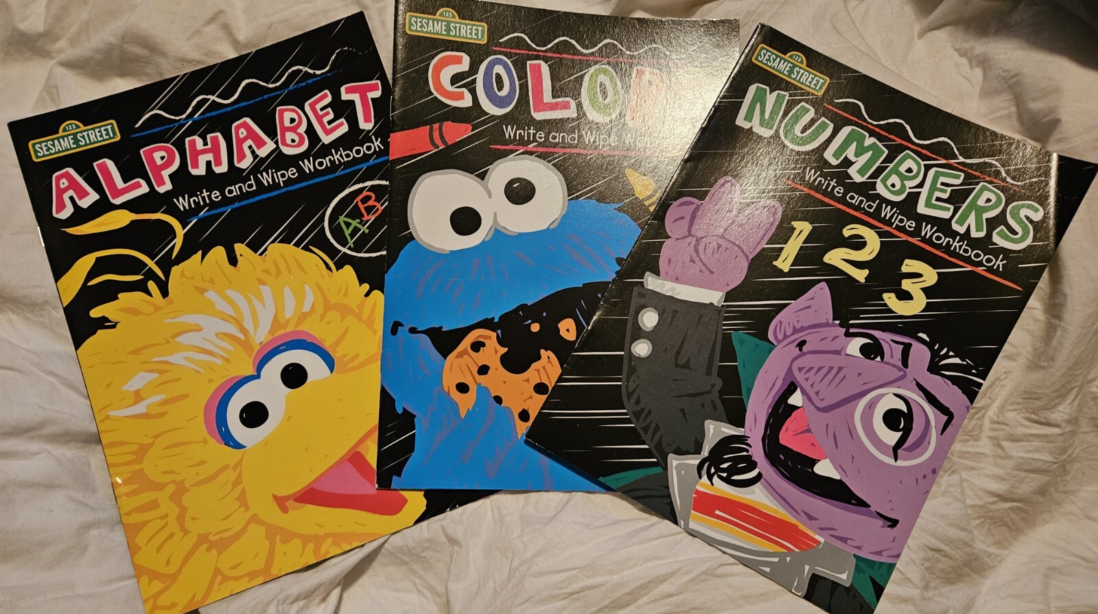 Sesame Street Write-On Wipe-Off 3 Laminated Workbooks Ages 4+