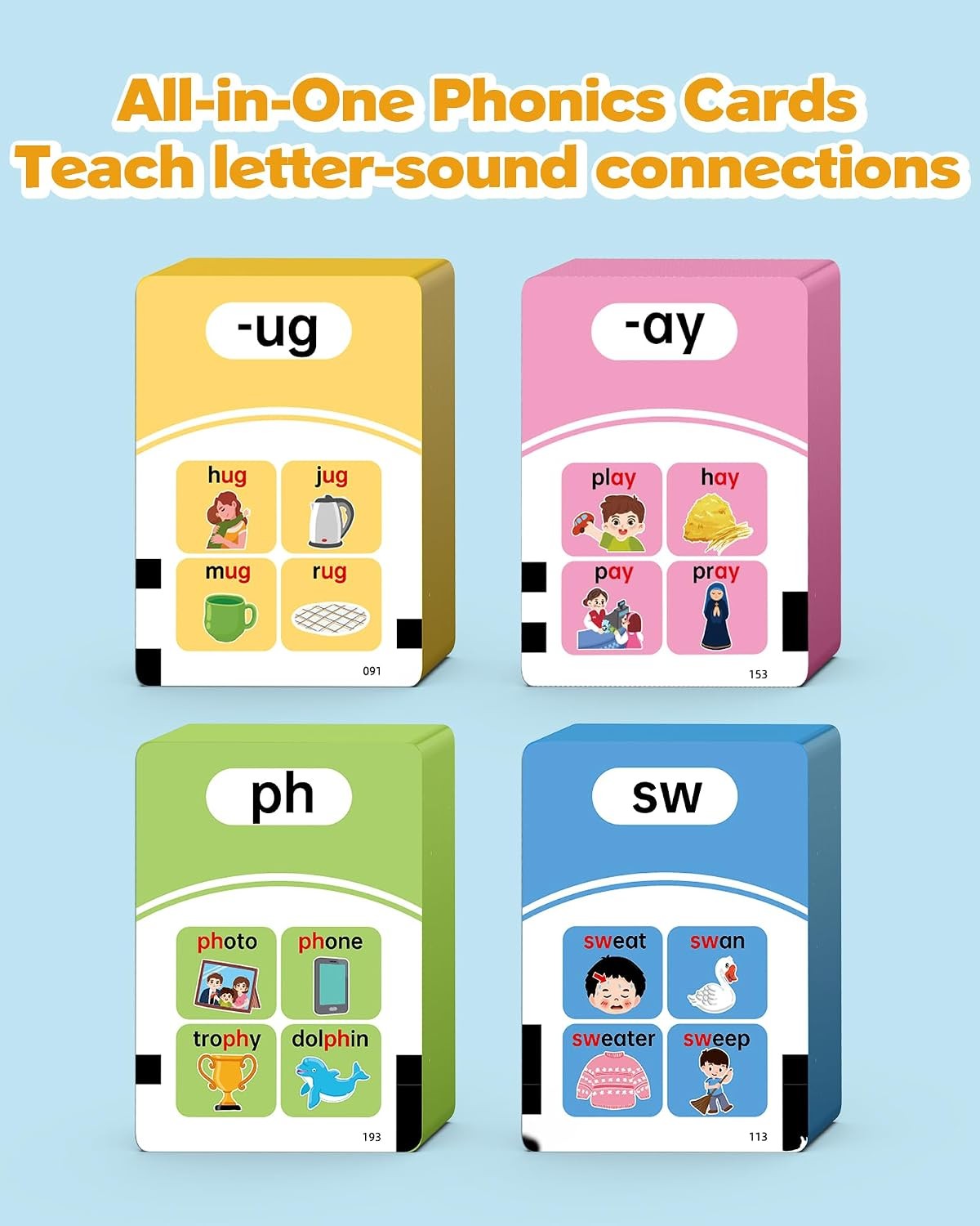 Phonics Talking Flash Cards for Toddlers 3-8, Airbition Learn to Read in 20 Stag