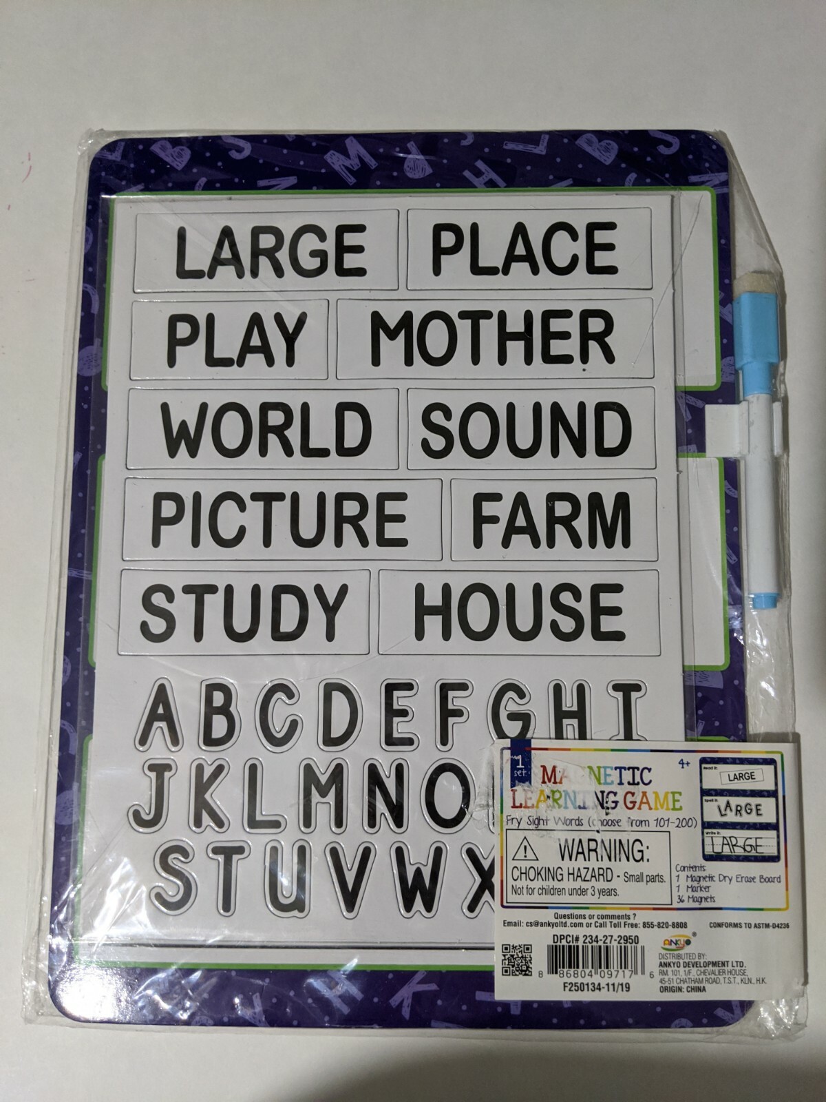 Kids Sight Words Magnetic Learning Game Dry Erase Board Age 3+ School
