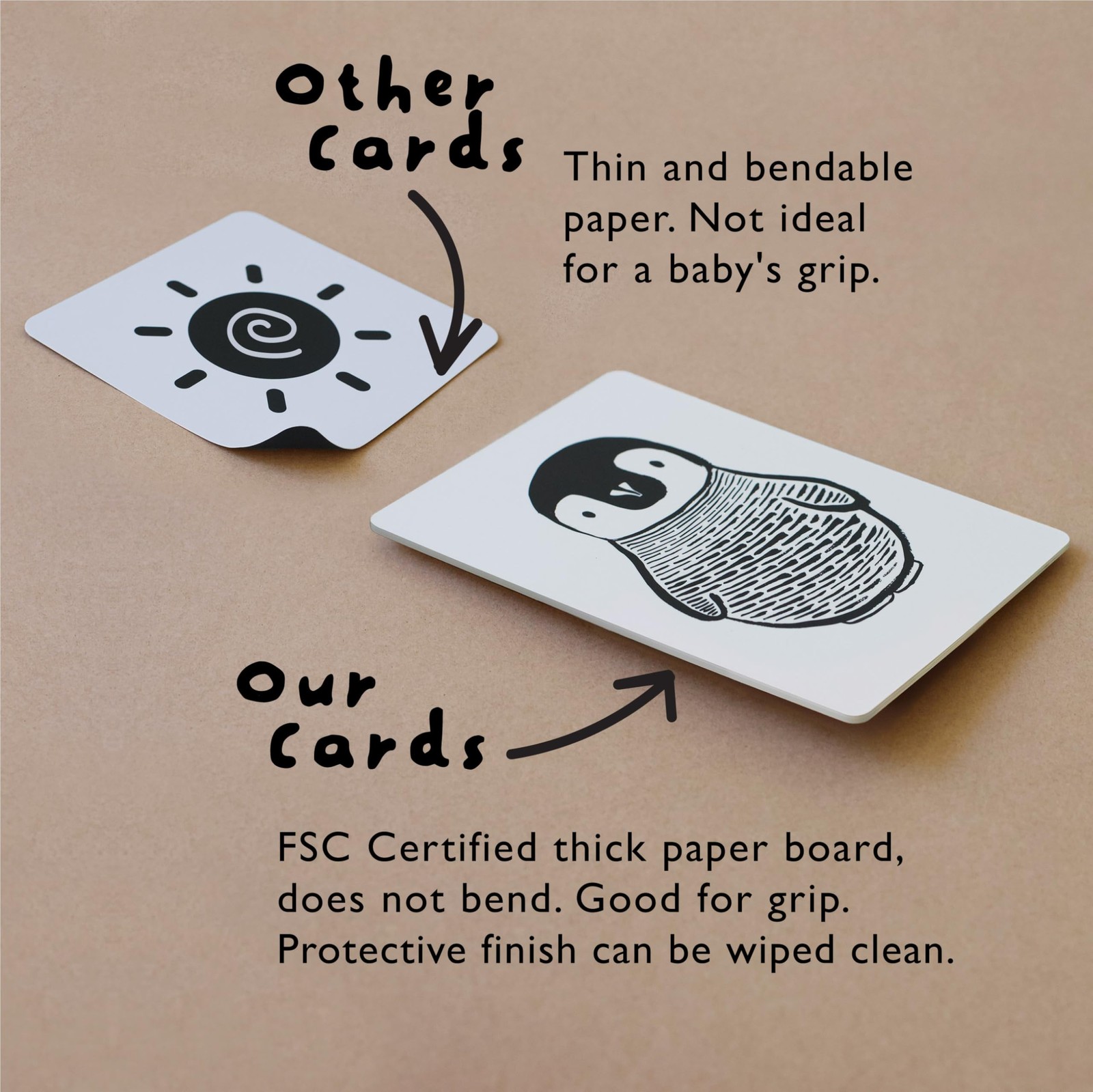 Art Cards for Baby, Durable High Contrast Black and White Animal Flashcards f…