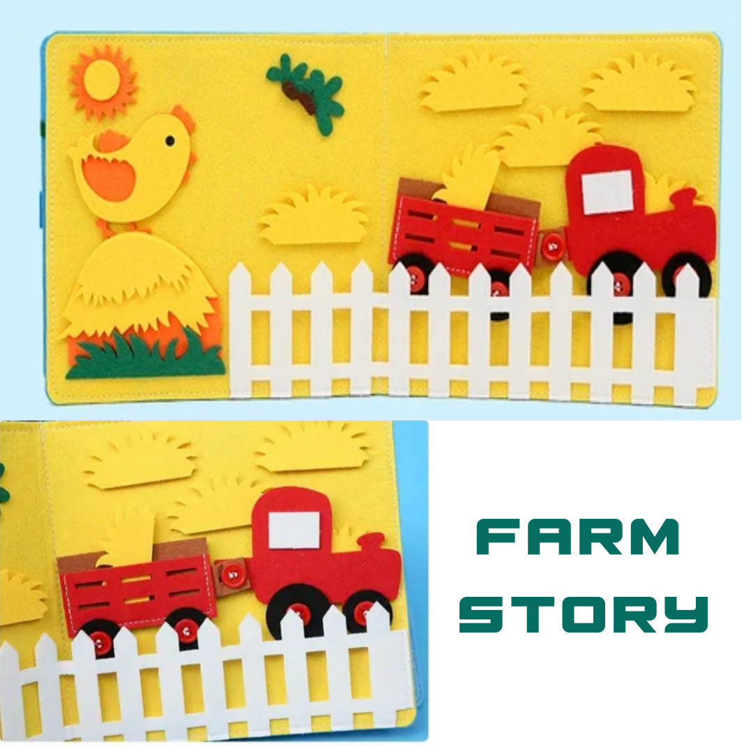 Busy Board Farm Animal Storytelling Activity Quiet Book Montessori Sensory Toy