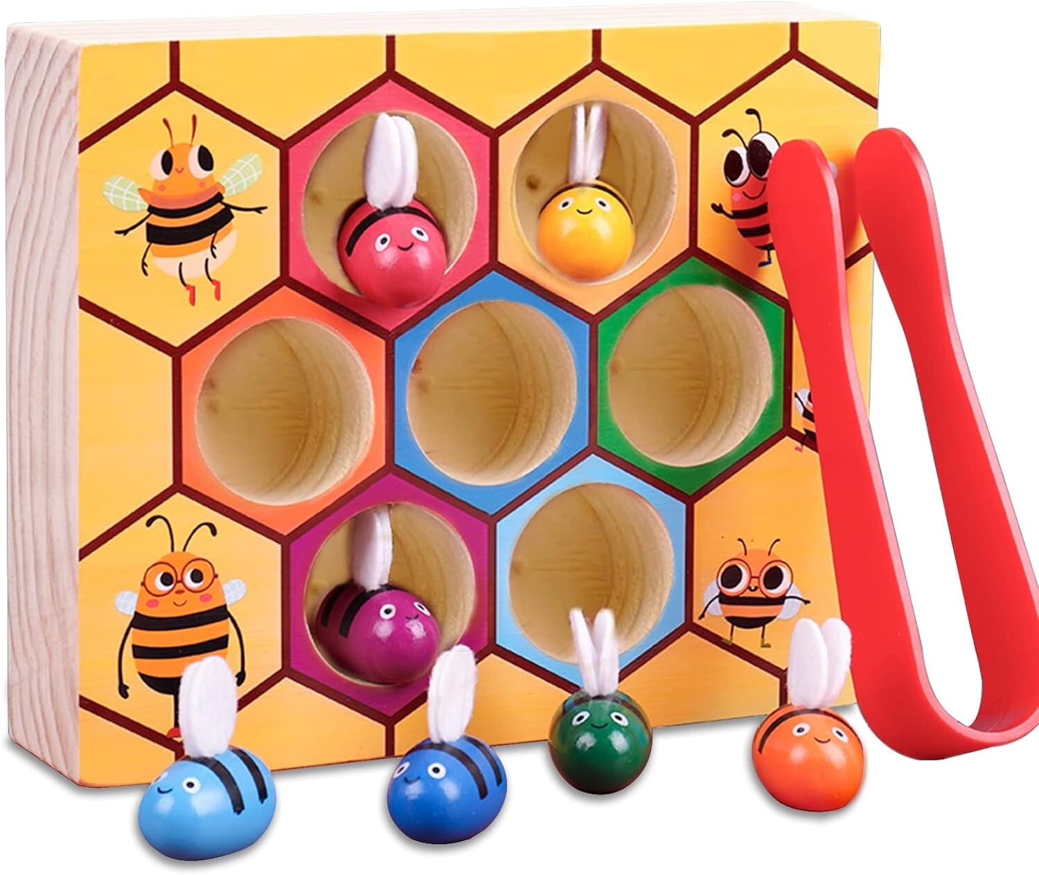 Clamp Fun Picking Catching Toy Hive Board Games Montessori Board Game WoodBeeToy